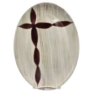 RARE Vintage Brown Cross Brushstroke Background  PLATTER Prim Rose China